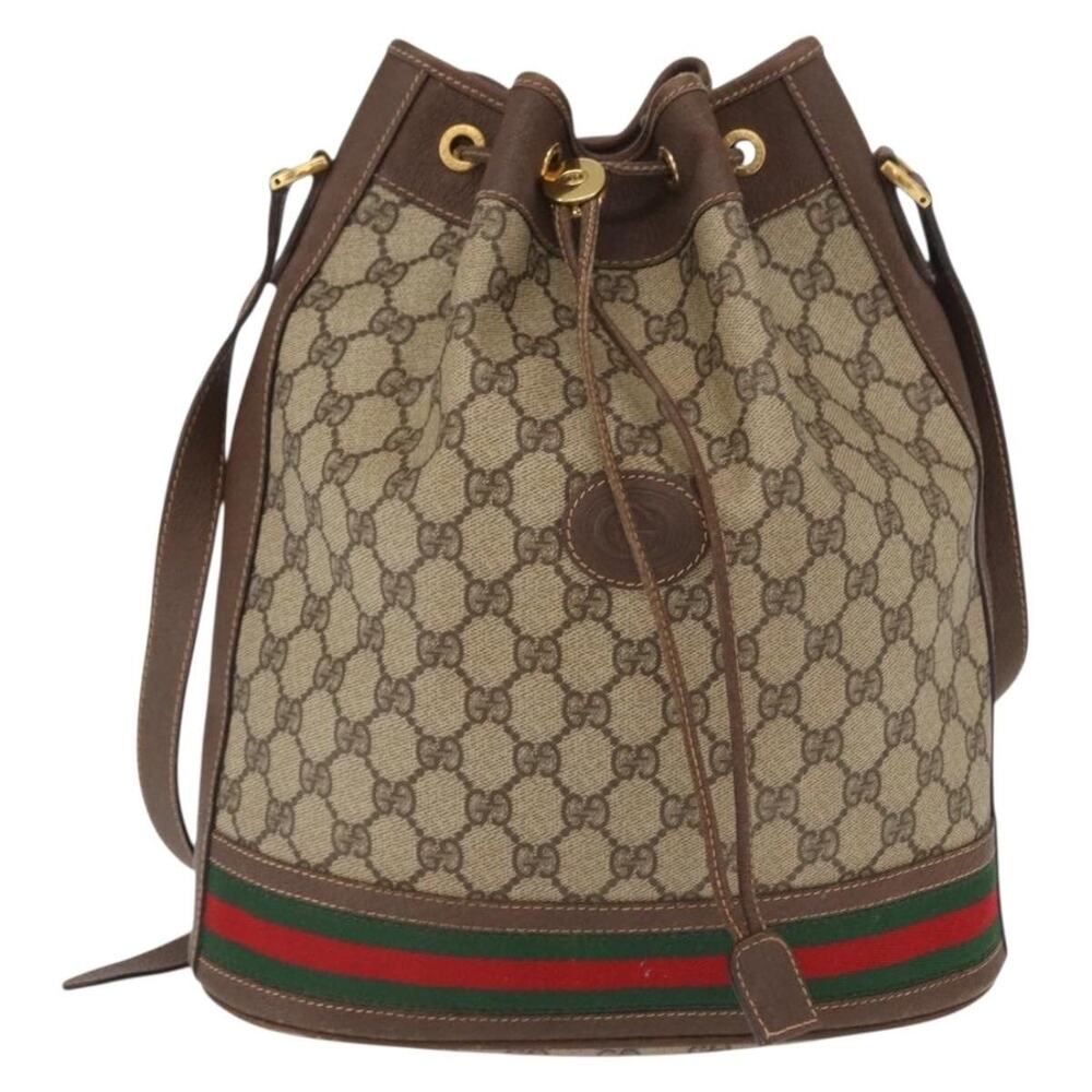 Gucci GG Supreme Web Shoulder Bag Beige